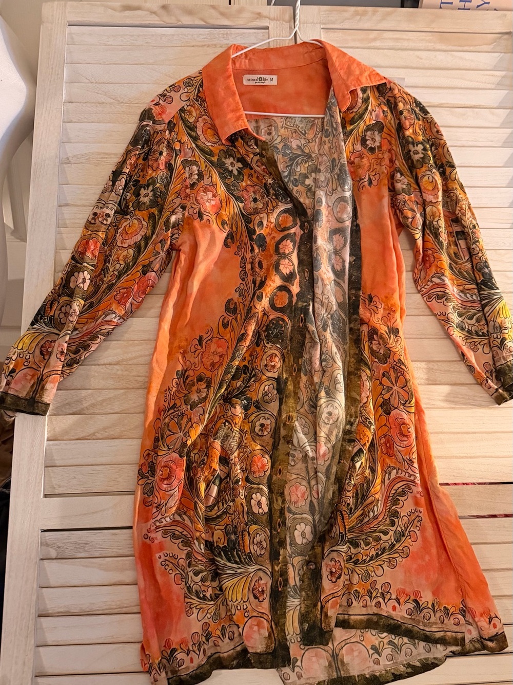 NATURAL LIFE Orange Paisley Button-Front Boho Tunic - Picture 3 of 11